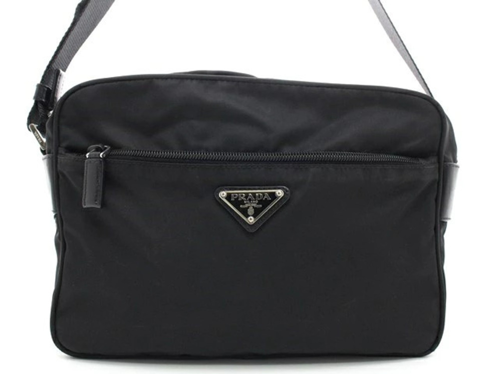 Prada Tessuto shoulder bag black leather
